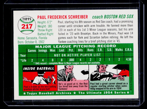 1994 Topps Archives 1954 #217 Paul Schreiber
