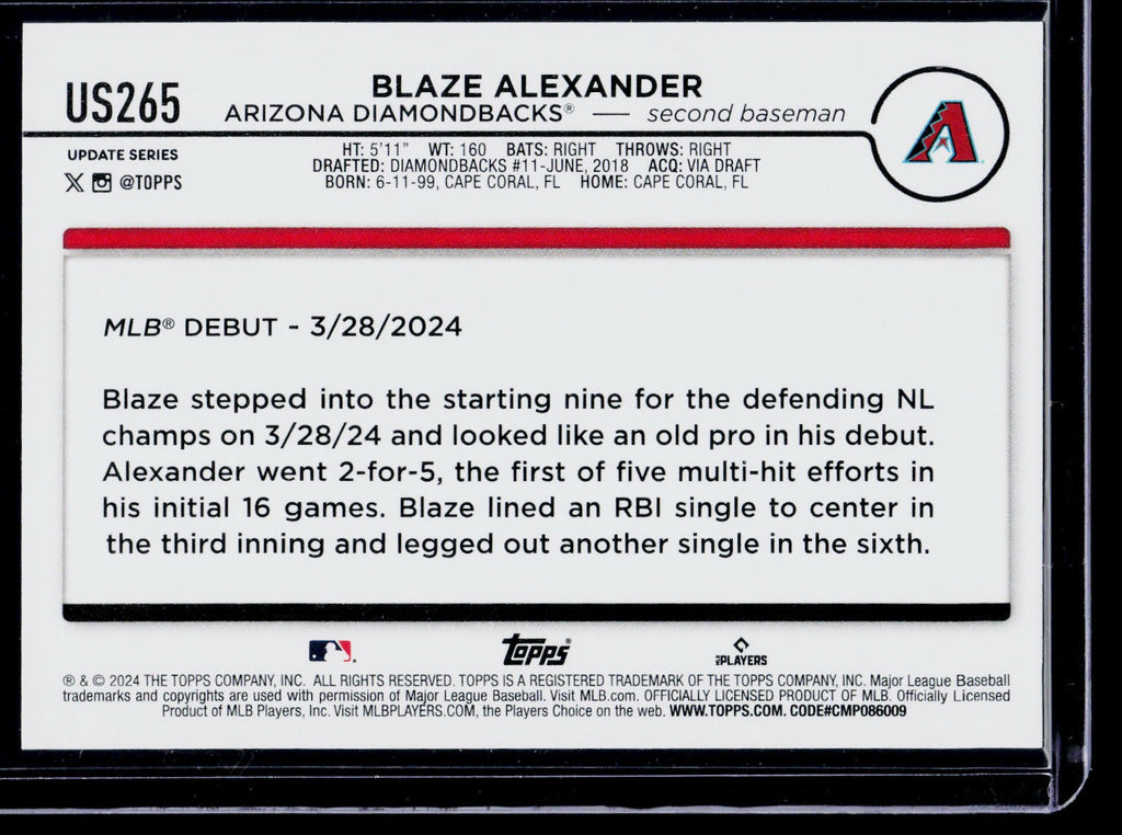 2024 Topps Chrome Update #USC62 Blaze Alexander