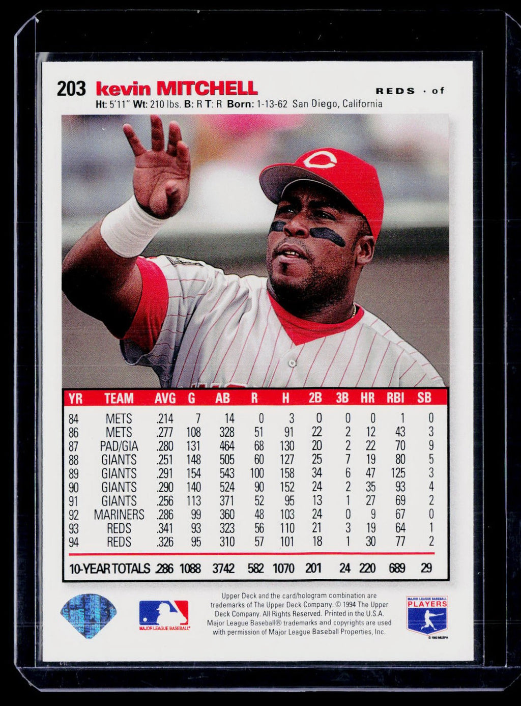 1995 Collector's Choice SE #203 Kevin Mitchell