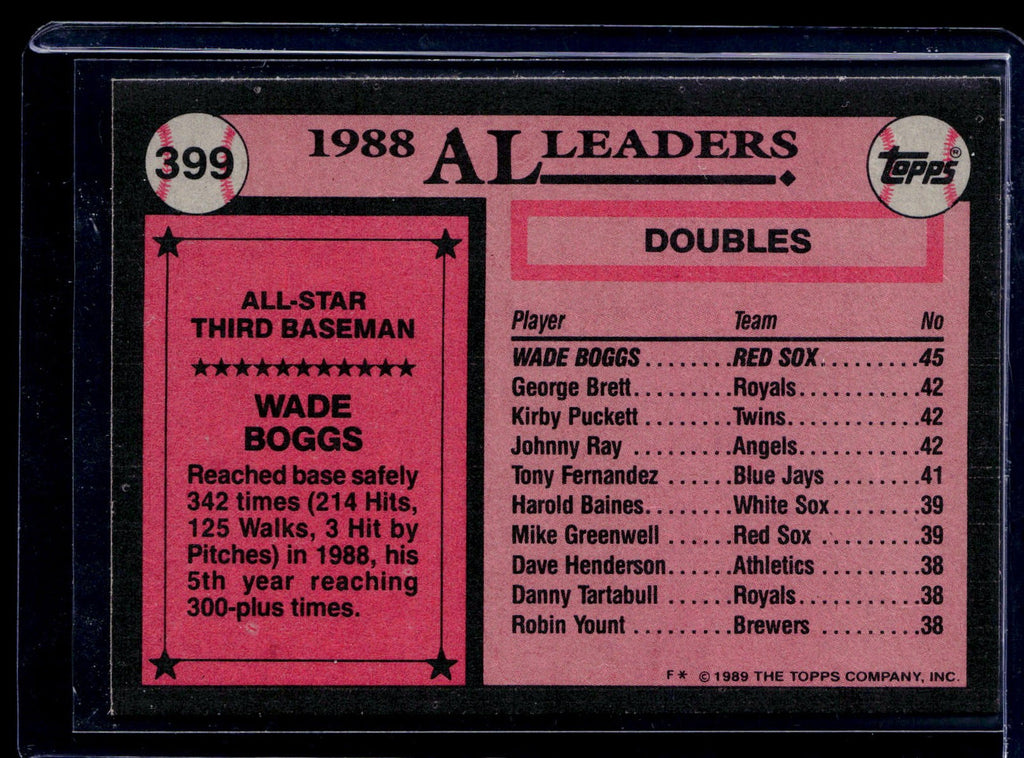1989 Topps #399 Wade Boggs