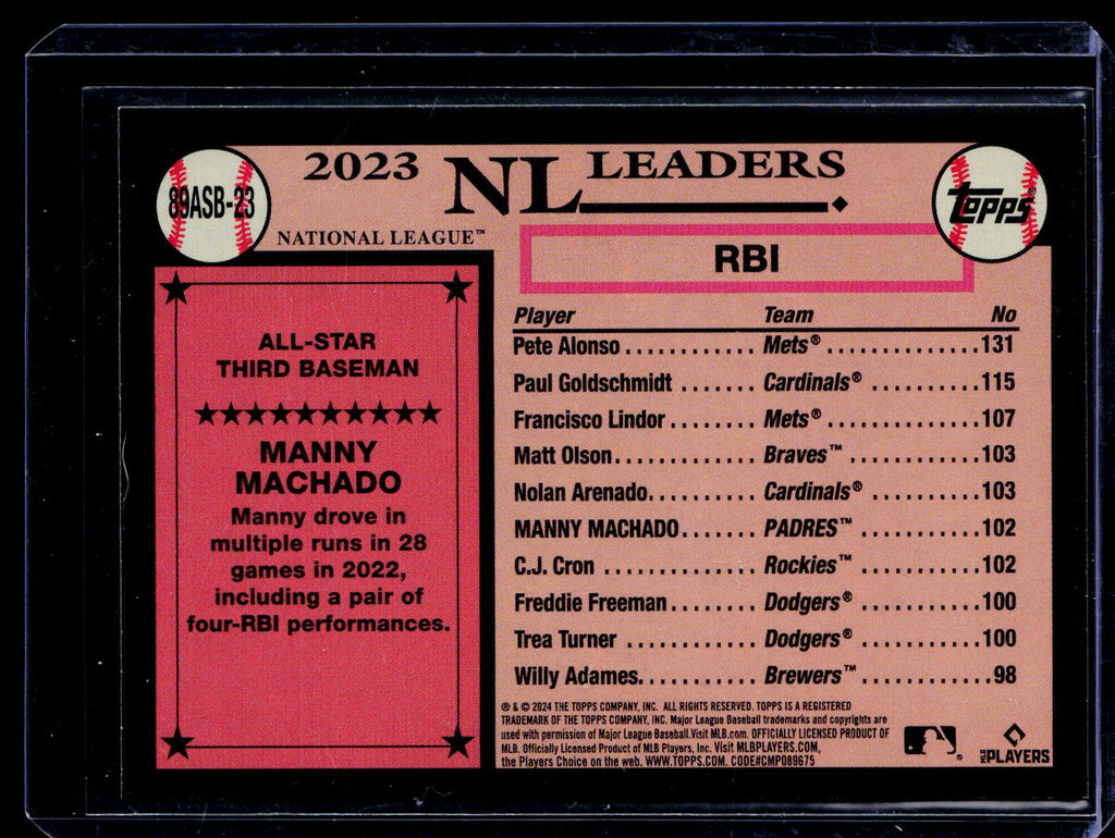 2024 Topps #89ASB-23 Manny Machado 1989 Topps Baseball All-Stars Foil