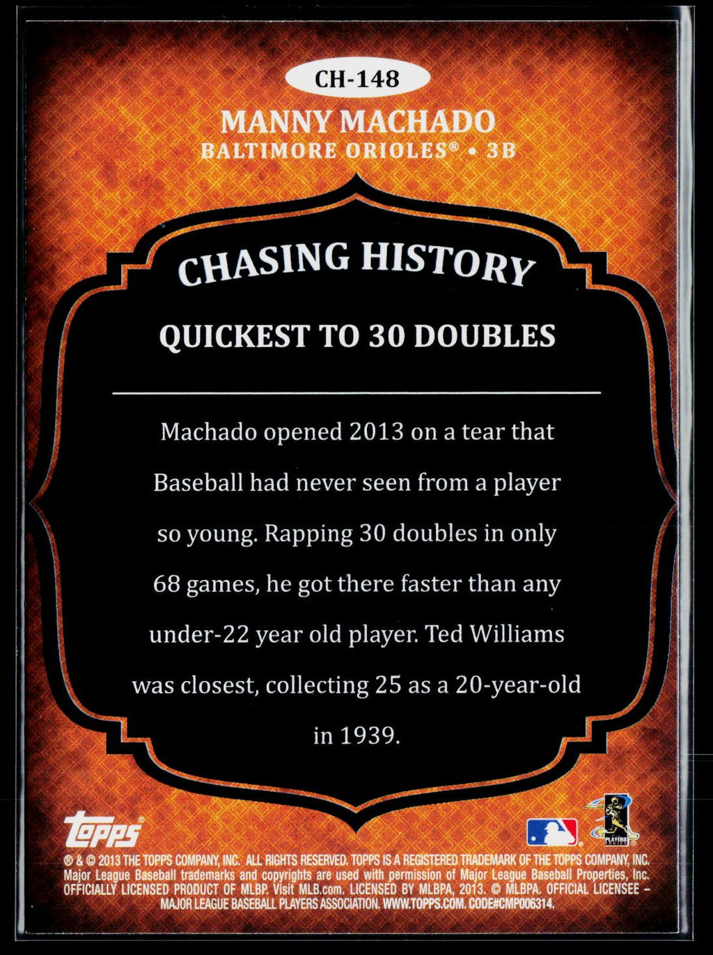 2013 Topps Update #CH-148 Manny Machado Chasing History