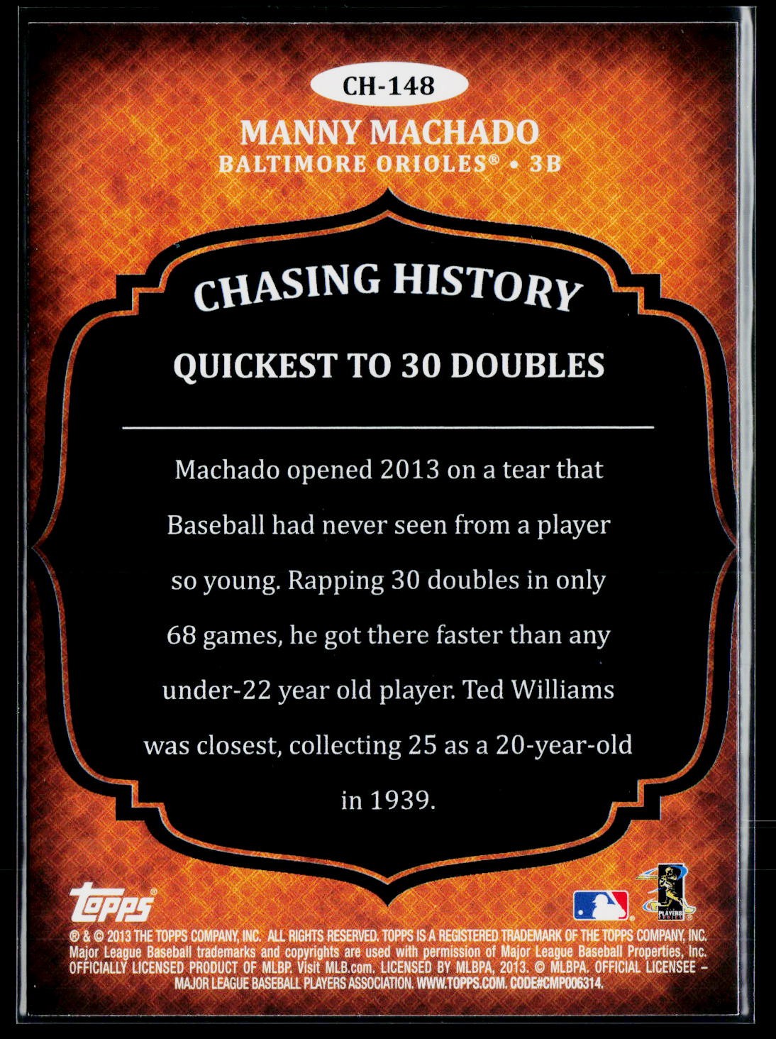 2013 Topps Update #CH-148 Manny Machado Chasing History