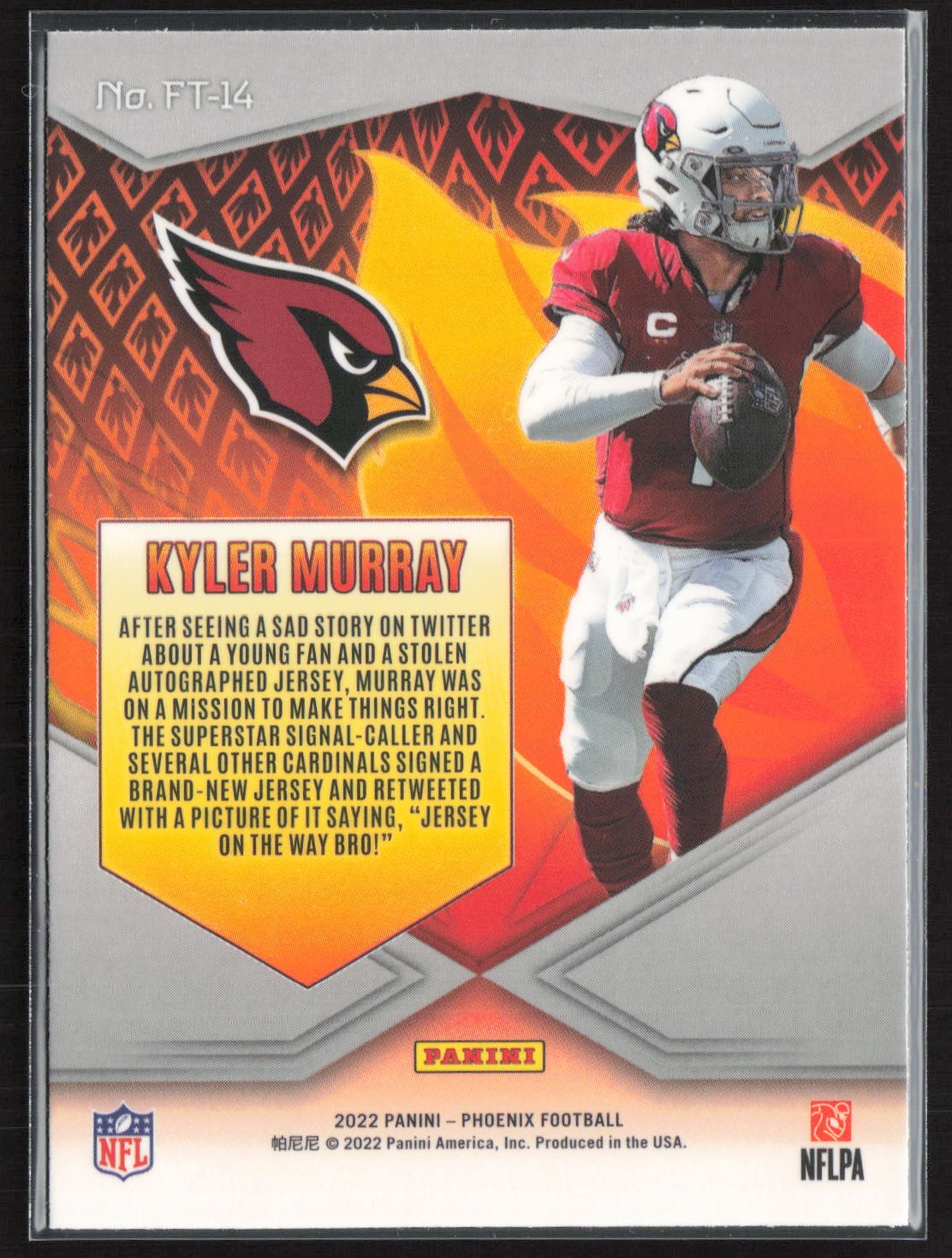 2022 Panini Phoenix #FT-14 Kyler Murray Flame Throwers