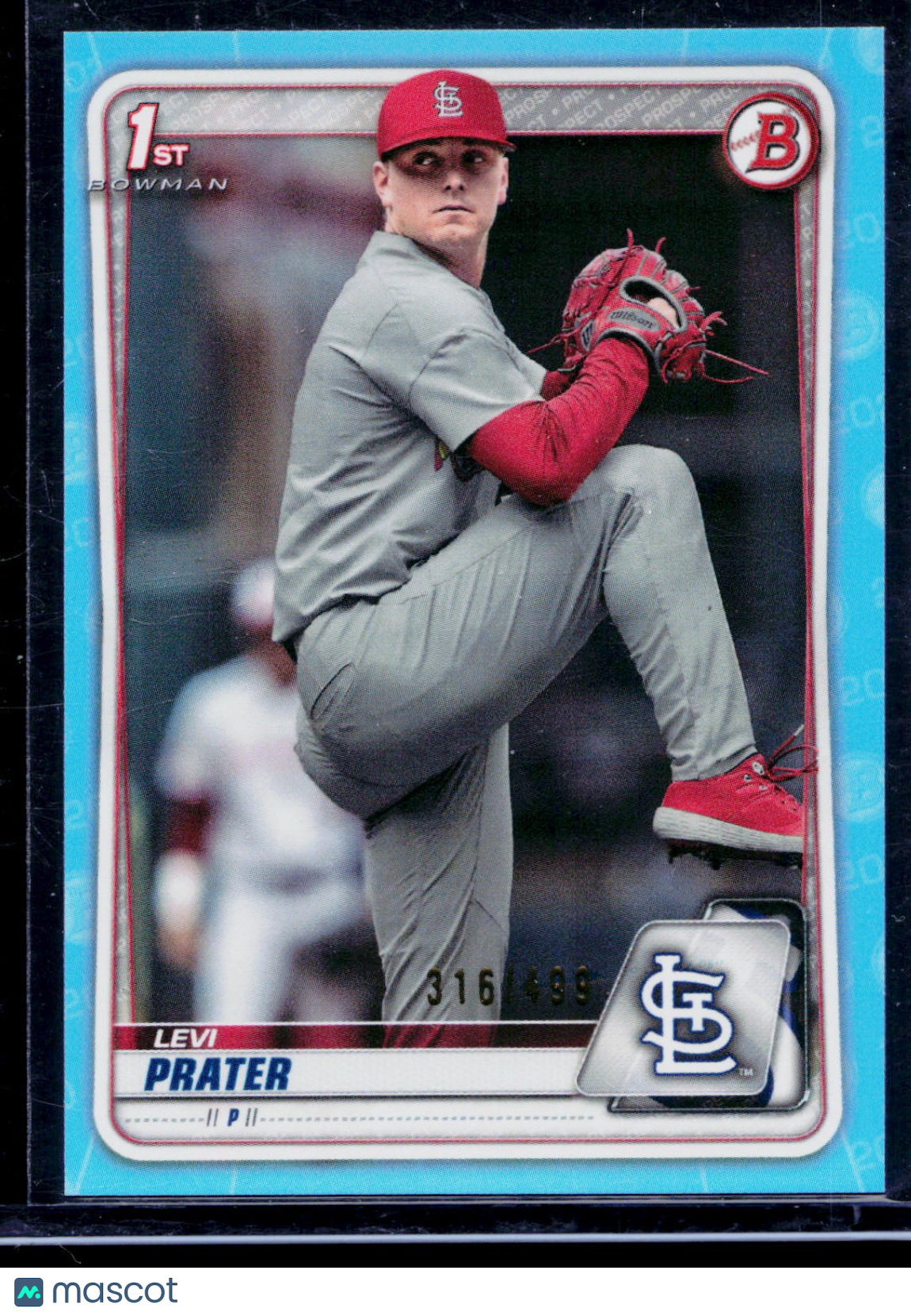 2020 Bowman Draft Levi Prater Sky Blue Border RC /499