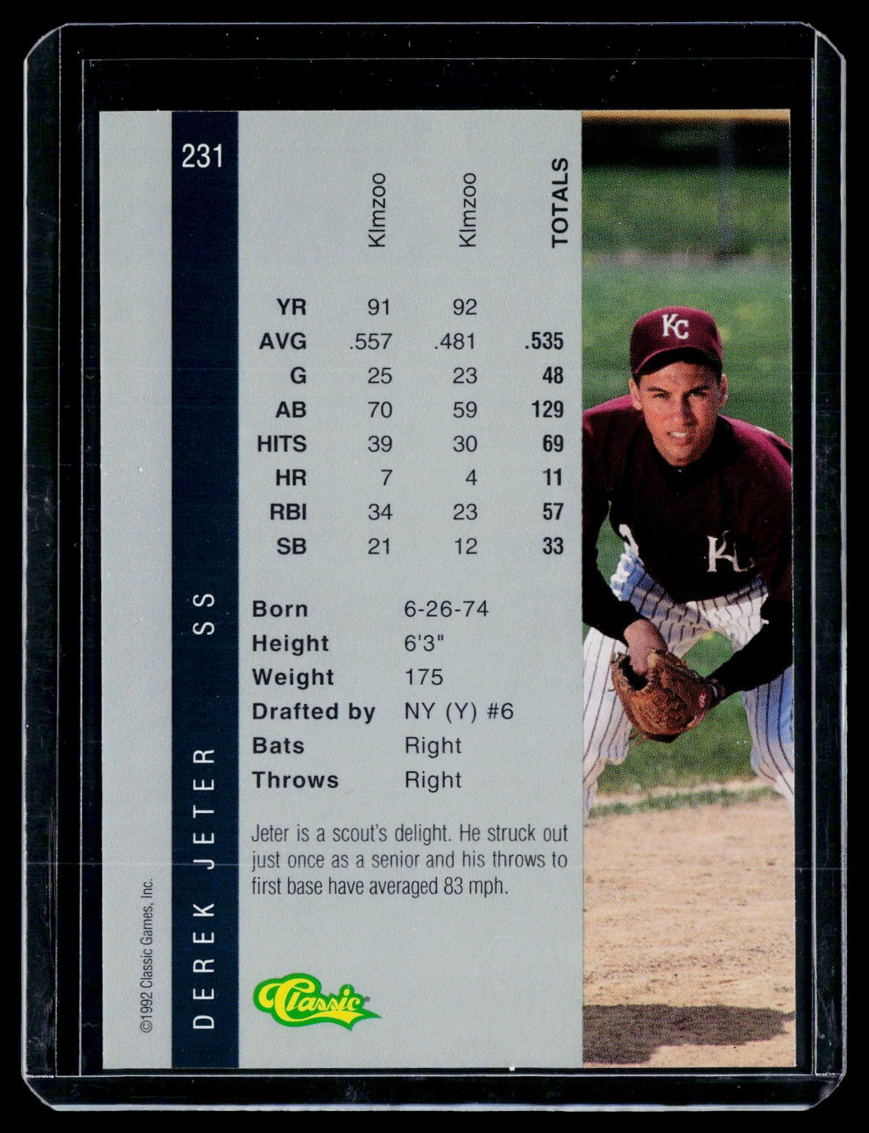 1992 Classic Four Sport #231 Derek Jeter