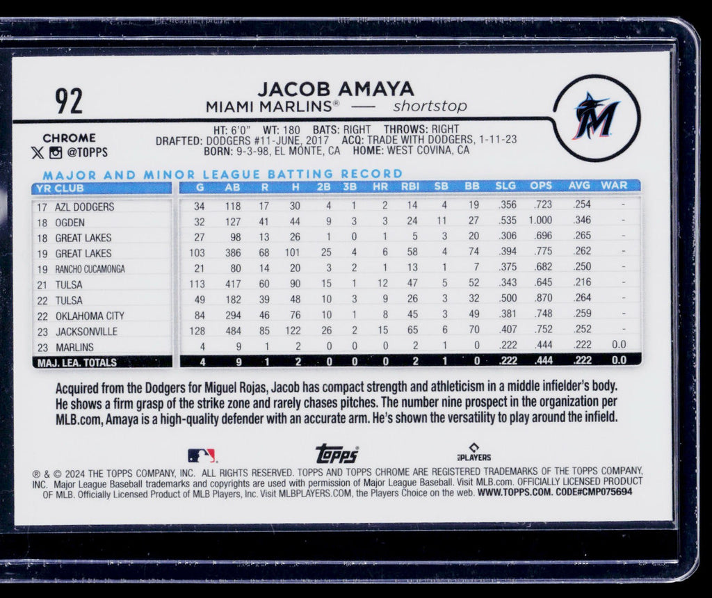 2024 Topps Chrome #92 Jacob Amaya