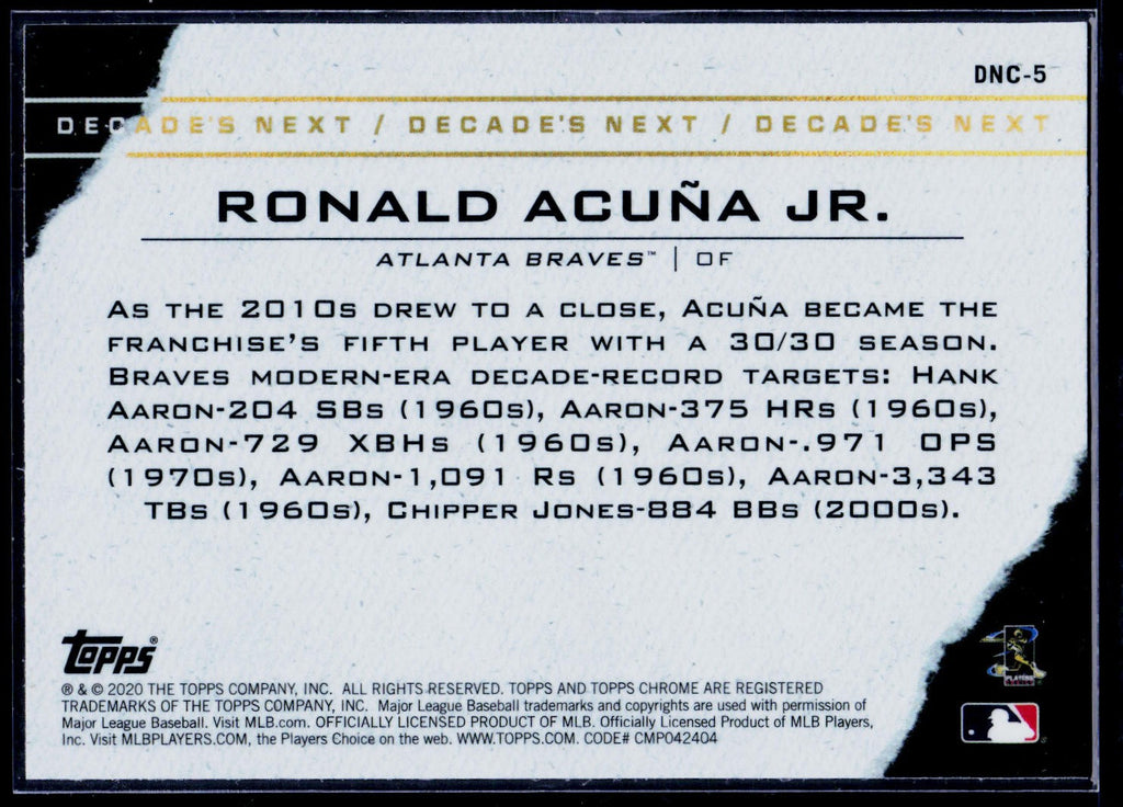 2020 Topps Chrome Update #DNC-5 Ronald Acuña Jr. Decade's Next
