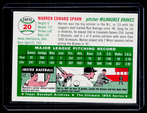 1994 Topps Archives 1954 #20 Warren Spahn