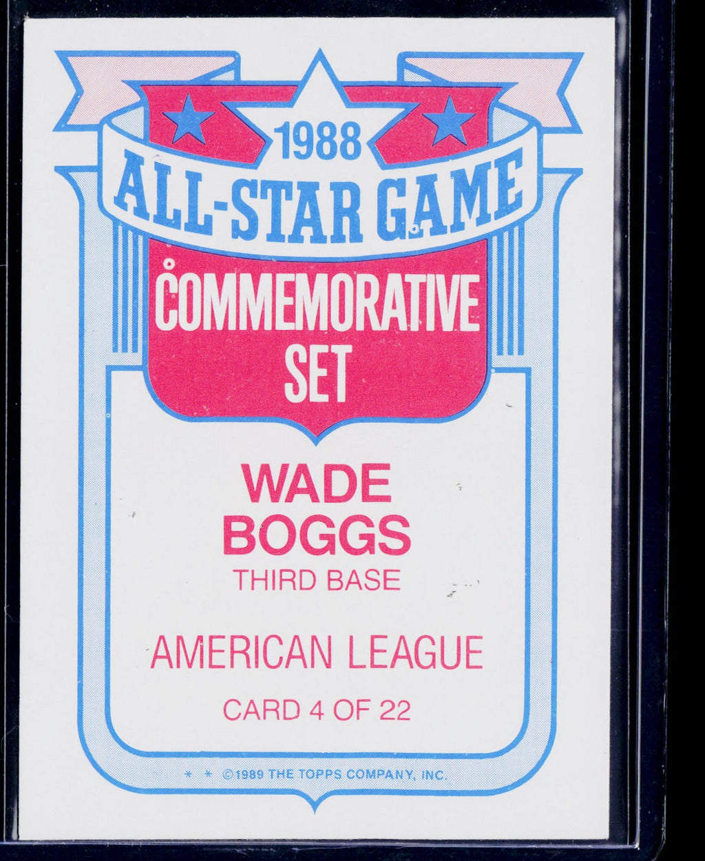 1989 Topps #4a Wade Boggs Glossy All-Stars