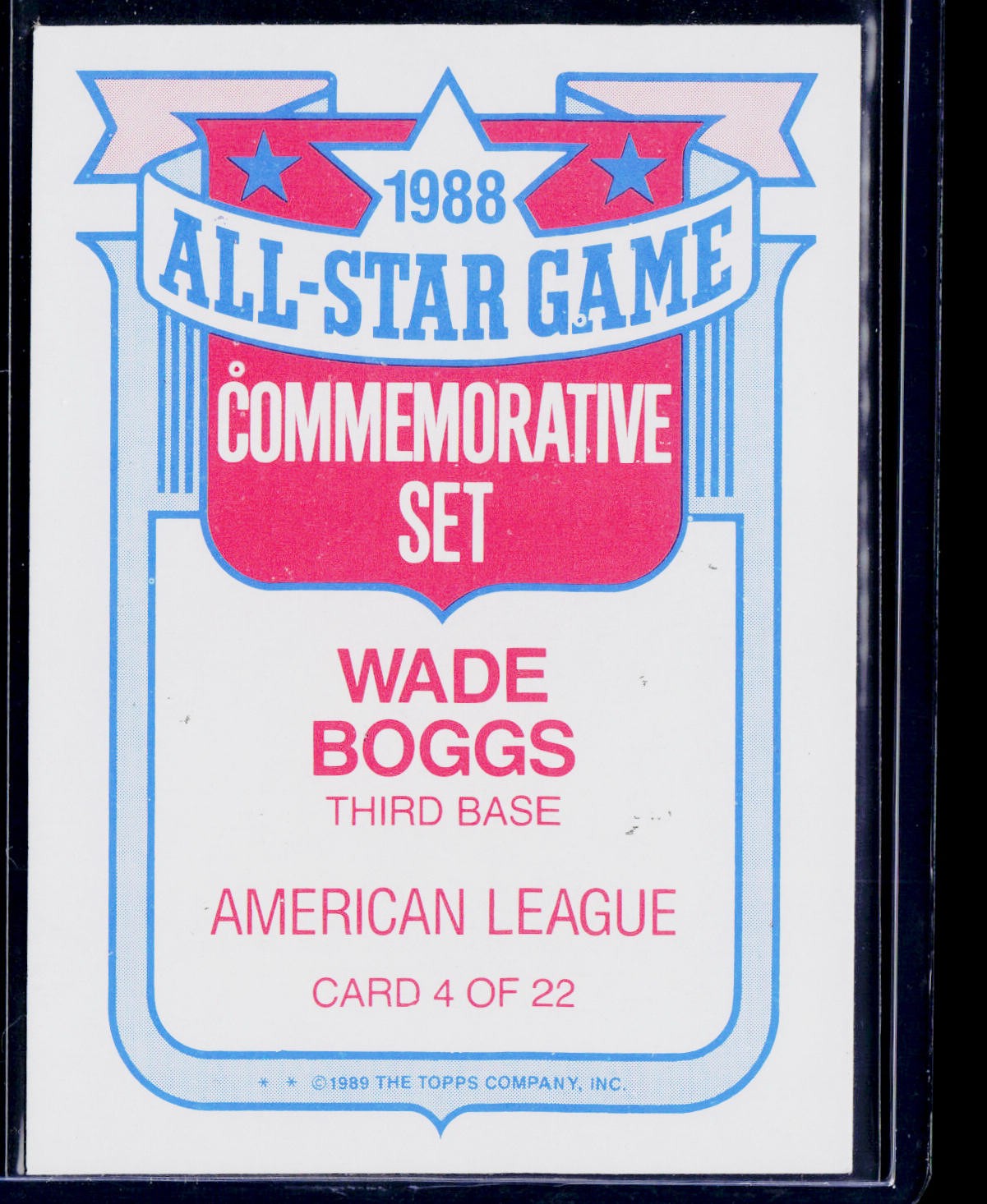 1989 Topps #4a Wade Boggs Glossy All-Stars