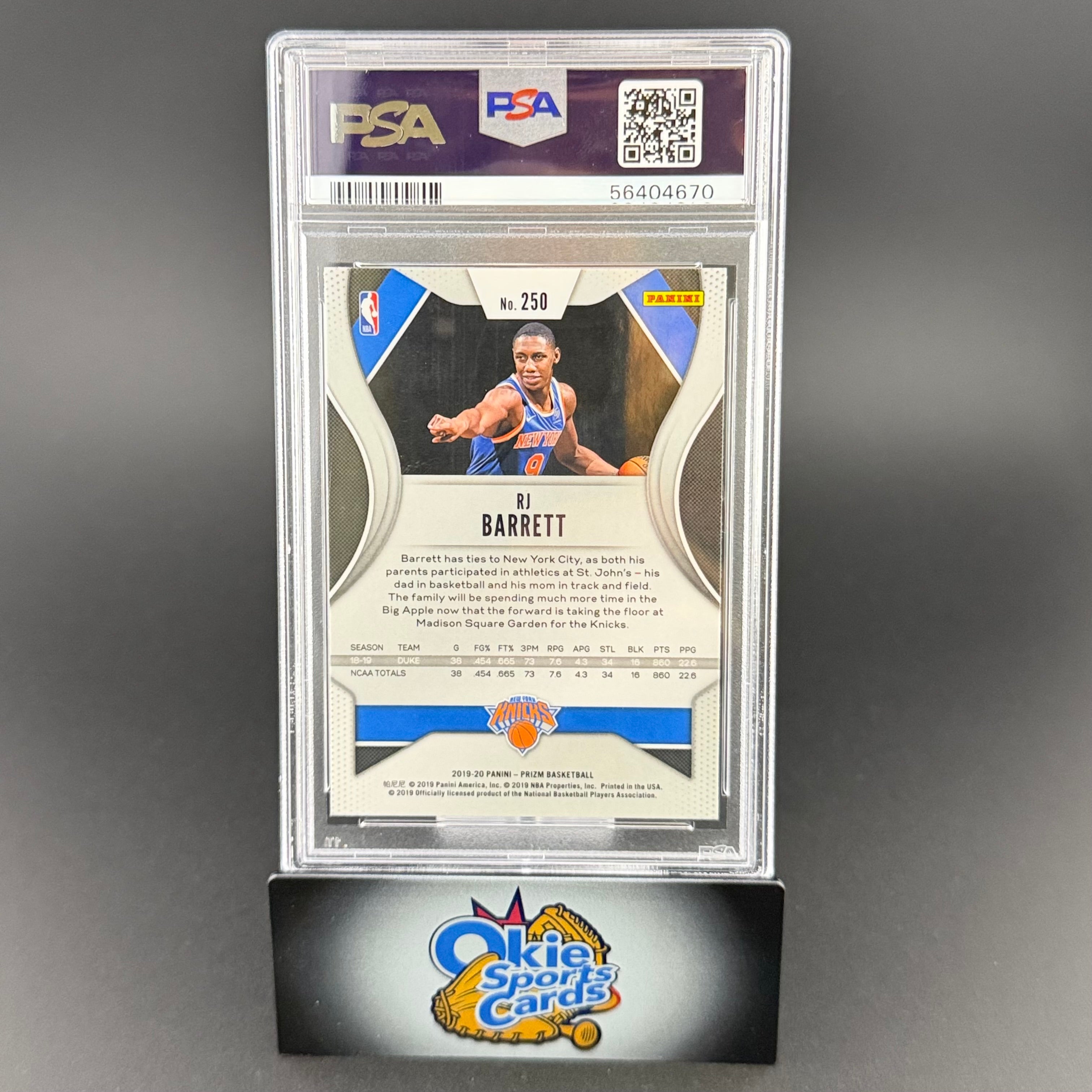 2019 Panini Prizm RJ Barrett #250 PSA 9