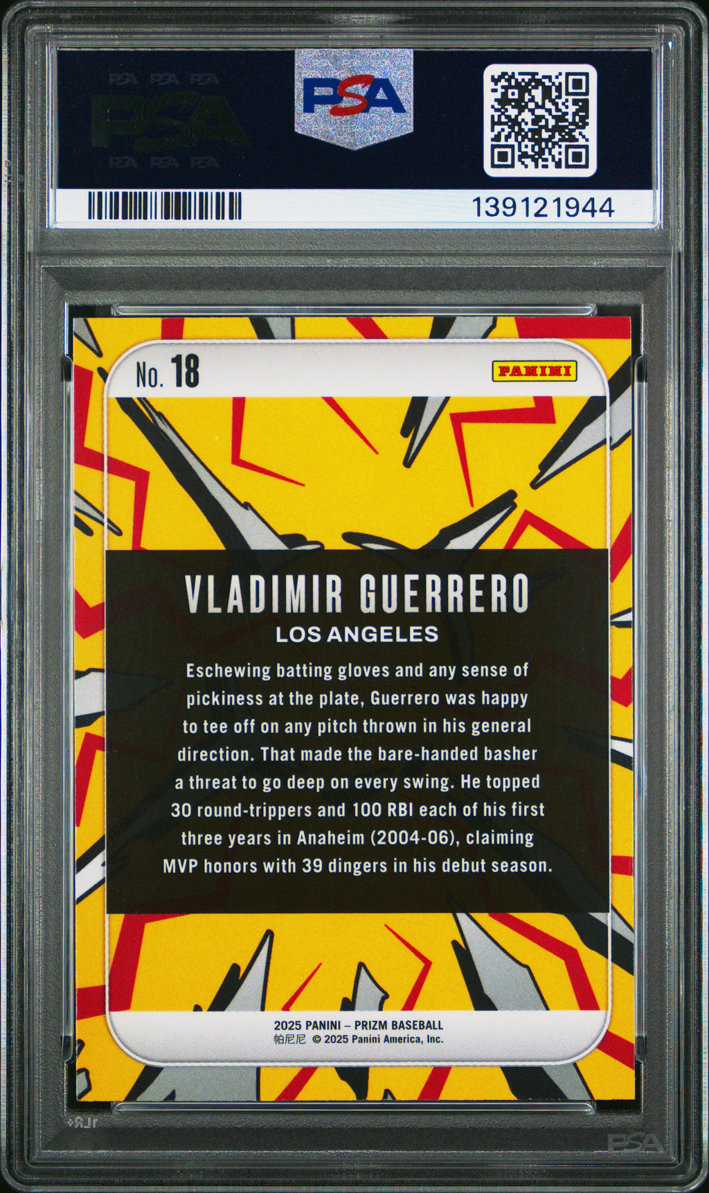 2025 Panini Prizm Dingers! Vladimir Guerrero #18 PSA 10