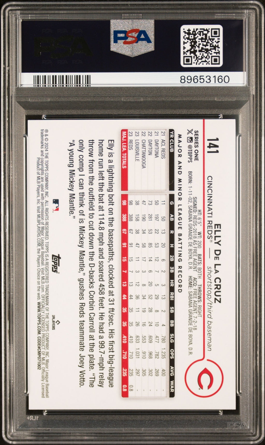 2024 Topps Elly De La Cruz #141 PSA 9
