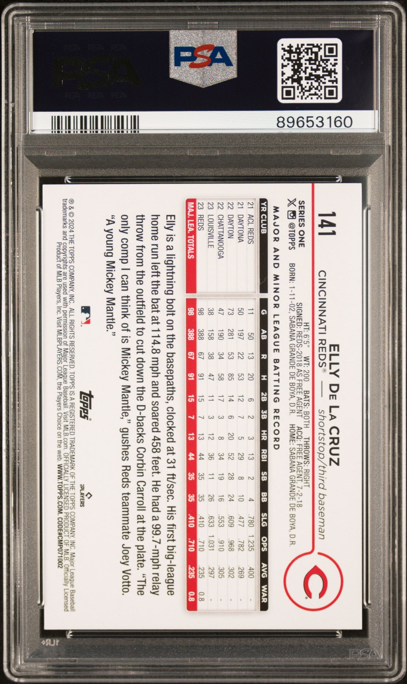 2024 Topps Elly De La Cruz #141 PSA 9