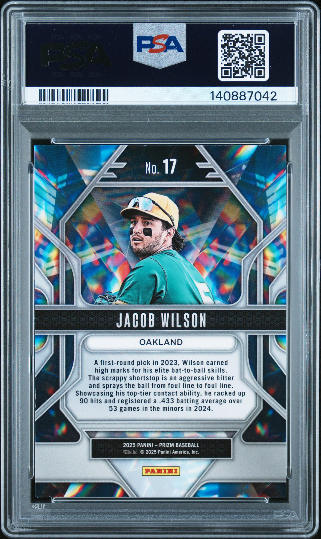 2025 Panini Prizm Prizmatic Jacob Wilson #17 PSA 9