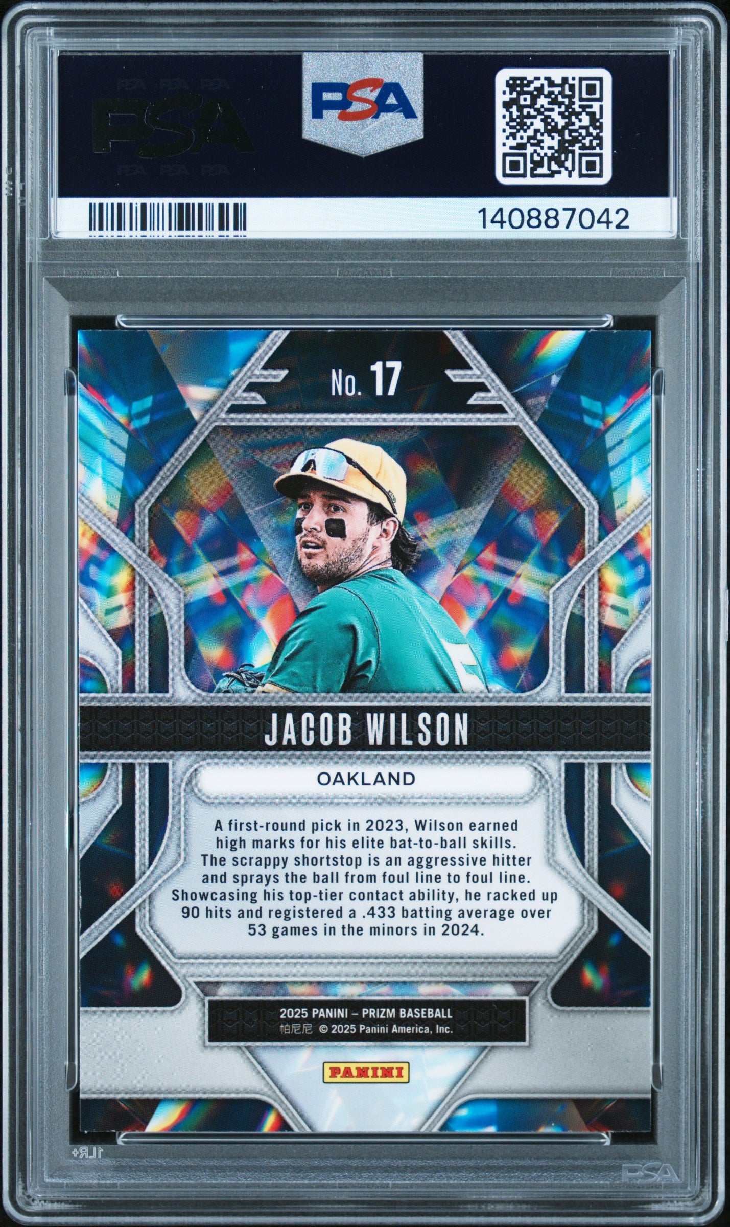 2025 Panini Prizm Prizmatic Jacob Wilson #17 PSA 9
