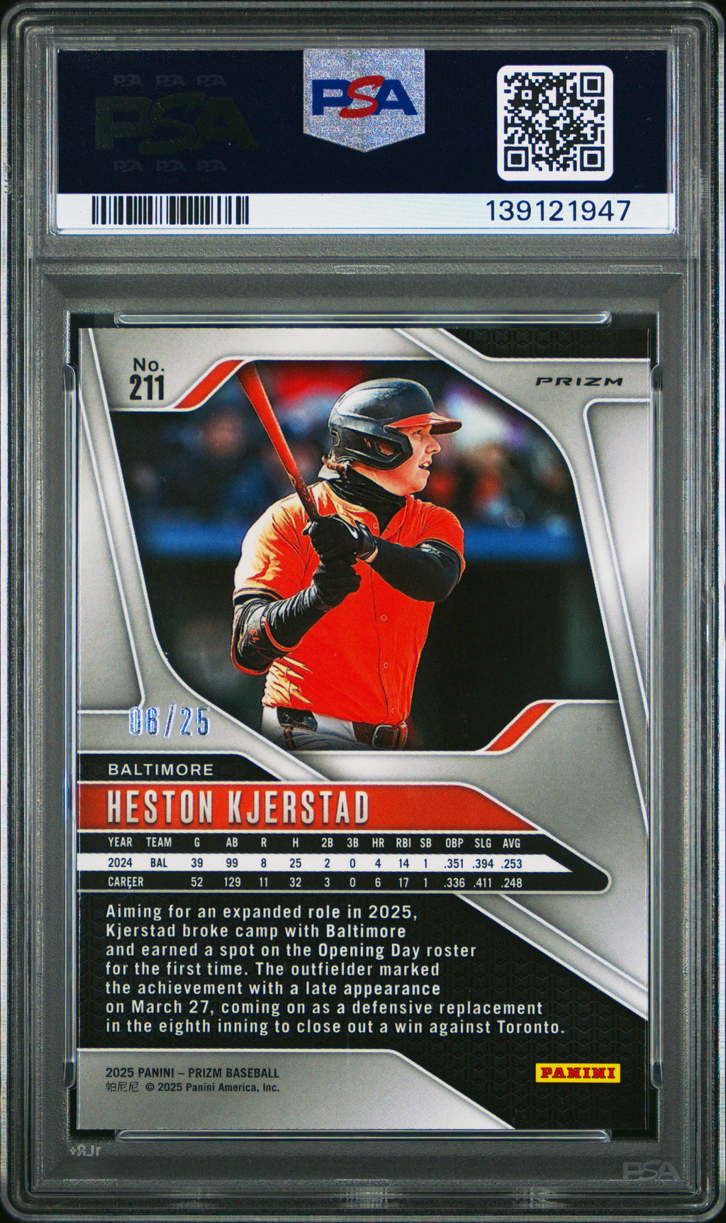 2025 Panini Prizm Heston Kjerstad #211 Green Pulsar PSA 10 6/25