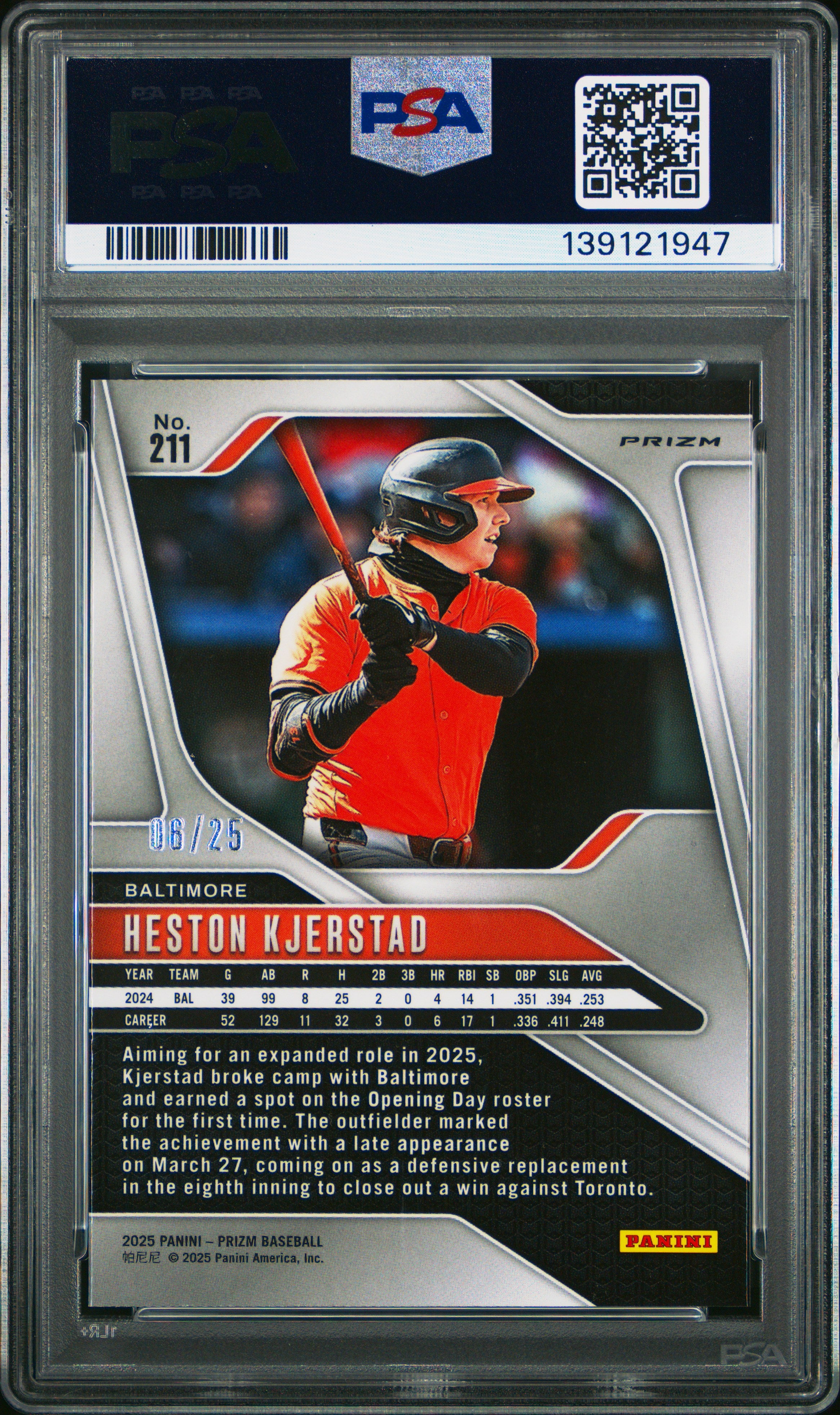 2025 Panini Prizm Heston Kjerstad #211 Green Pulsar PSA 10 6/25