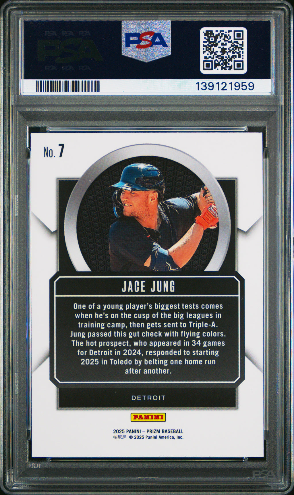 2025 Panini Prizm Talisman Jace Jung #7 PSA 10