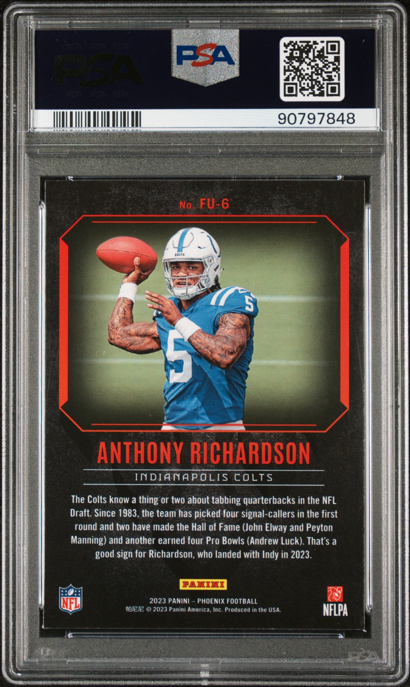 2023 Panini Phoenix Fired Up Anthony Richardson #FU6 Silver PSA 10