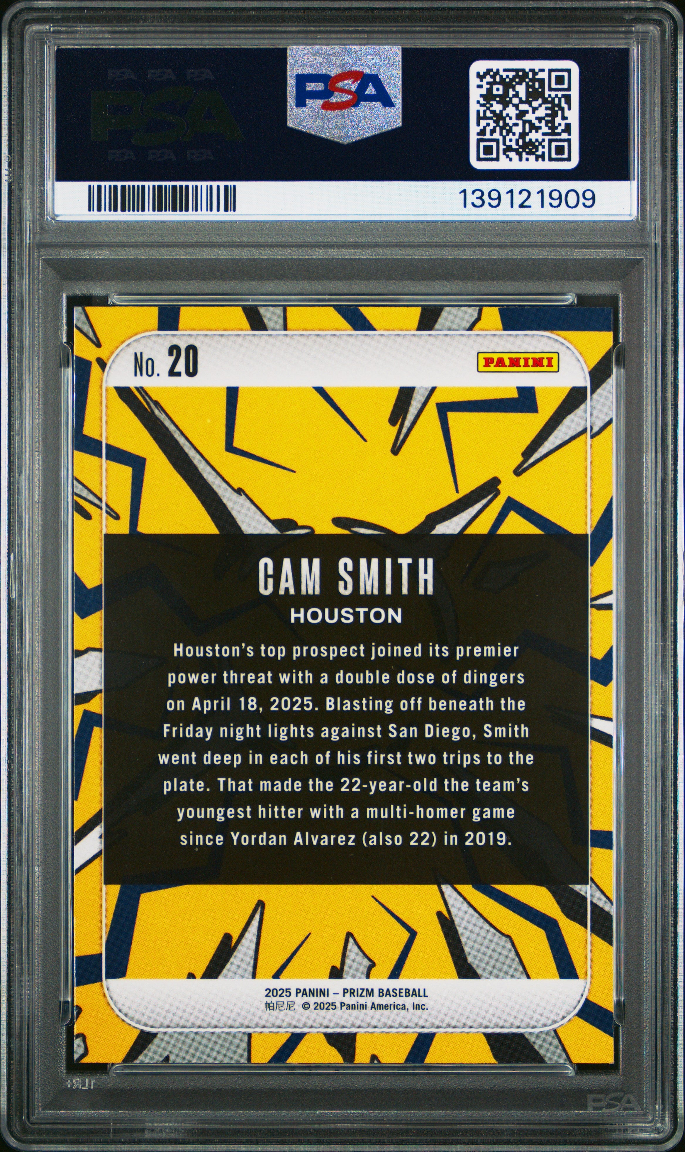2025 Panini Prizm Dingers! Cam Smith #20 PSA 10