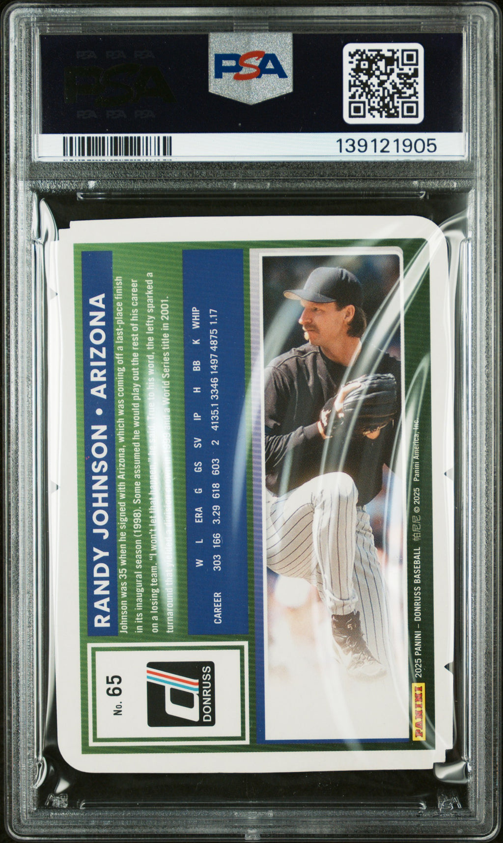 2025 Panini Donruss Randy Johnson #65 Silver Die Cut /75 PSA 10