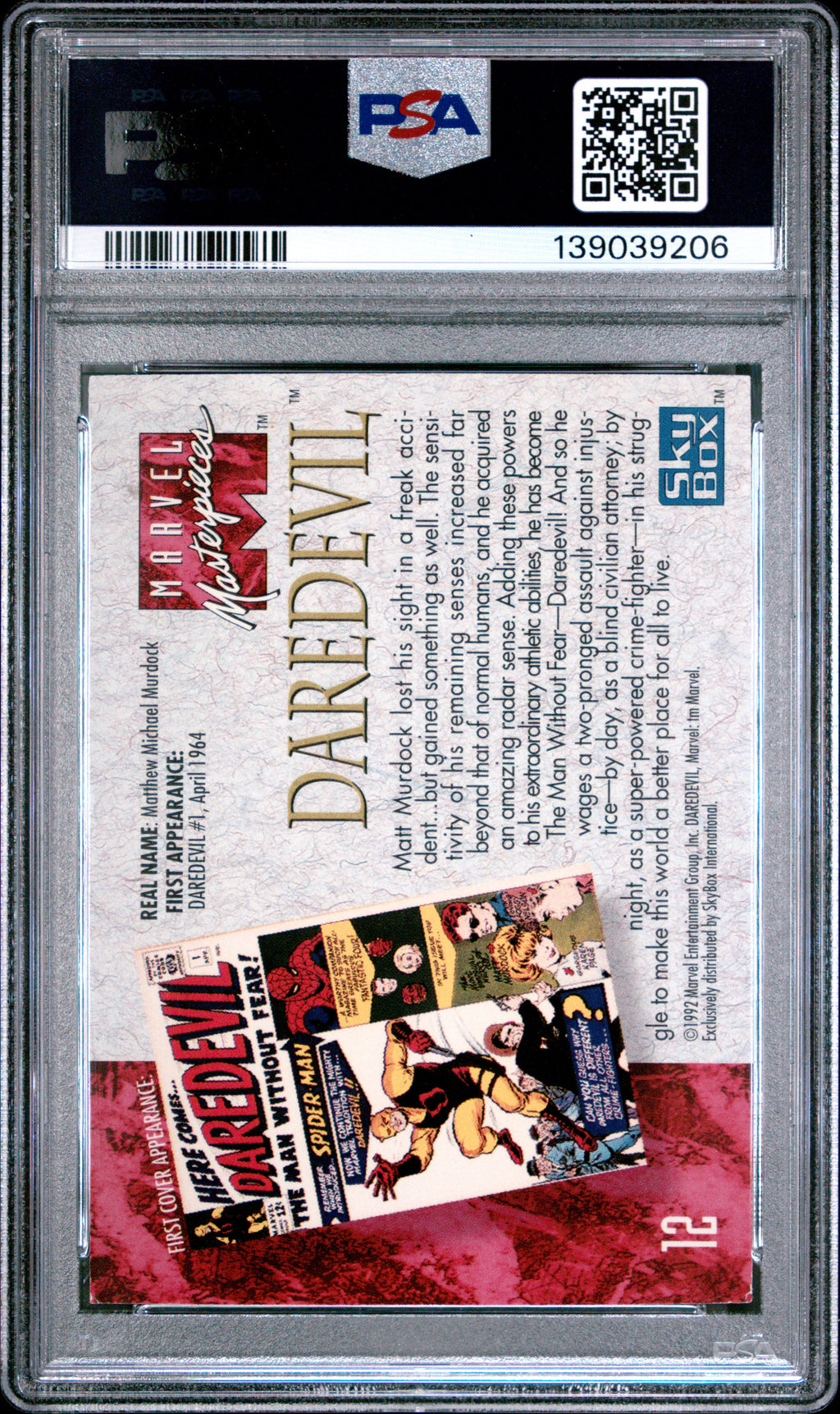 1992 Marvel Masterpieces Daredevil #12 PSA 8