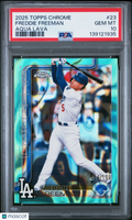 2025 Topps Chrome Freddie Freeman #23 Aqua Lava 14/199 PSA 10