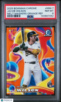 2025 Bowman Chrome Melt Mashers Jacob Wilson #MM-7 Orange Ref /25 PSA 8