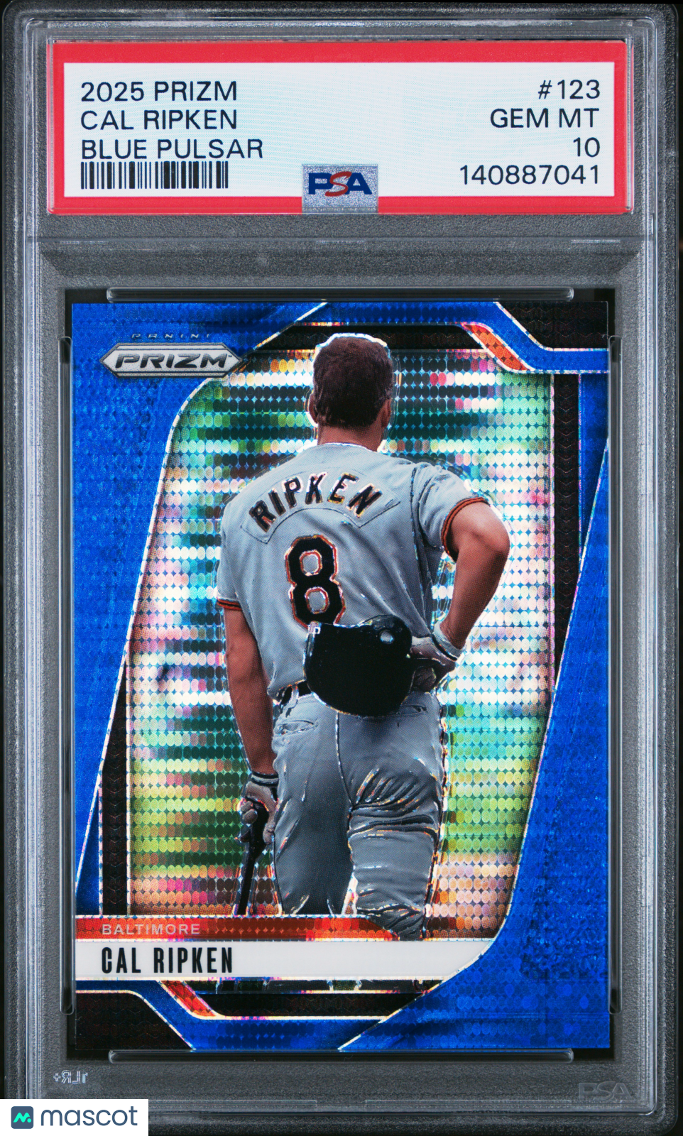 2025 Panini Prizm Cal Ripken #123 Blue Pulsar /75 PSA 10